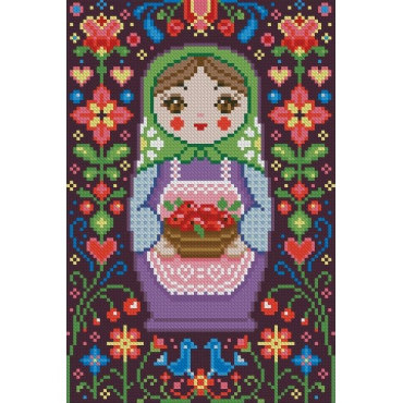 Алмазная вышивка Матрёшка с яблоками