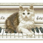Алмазная вышивка Котёнок на пианино